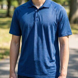 Slazenger Mens Large Blue Striped Polo Shirt Size Large